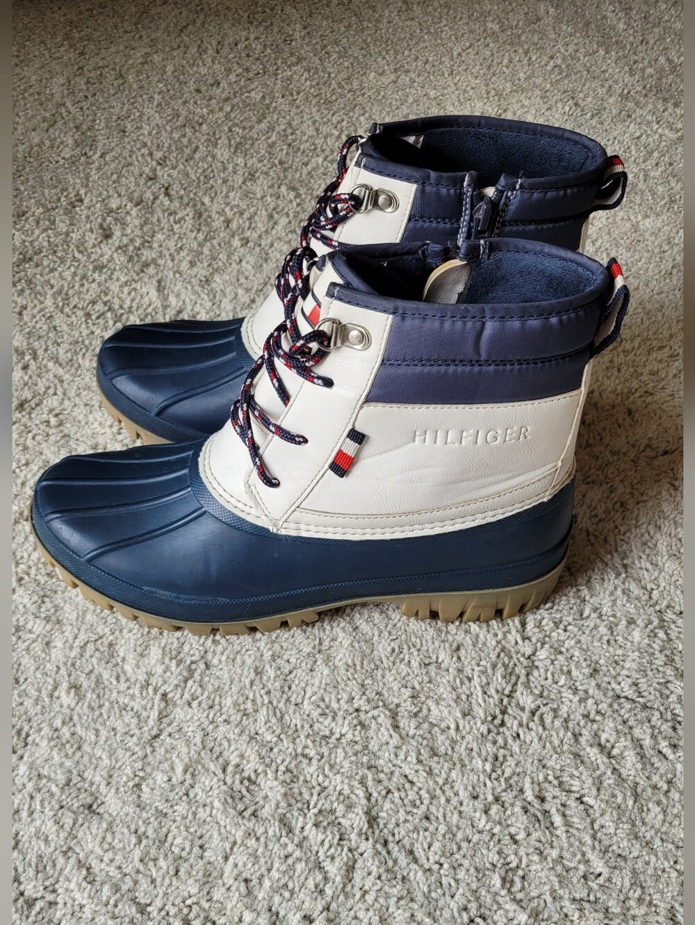 Inclement Weather Boots Tommy Hilfiger Navy White & Red Great Condition 7